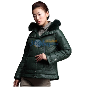 茵曼 INMAN 新款冬防漏绒修身中长款羽绒服 W9010 绿色 XL