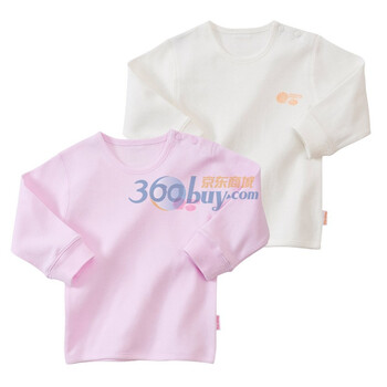 贝贝怡（bornbay） 2J308 宝宝服 肩开扣上衣 宝宝童装内衣2件组合装 淡粉和米白 90码