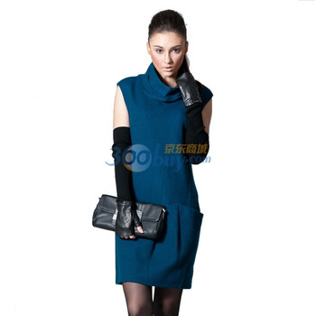 INSUN恩裳纯羊毛连衣裙影儿服饰畅销款99605180 蓝色 XL