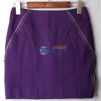 宅辛/ZX 2011OL通勤拉链分割设计半截裙 Q104031 靛青 (紫兰色) M