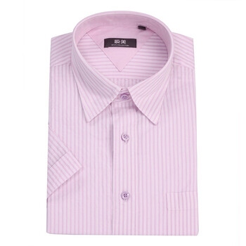 顺美 SMART GARMENTS 春夏男士商务休闲 浅粉色条纹 纯棉短袖衬衫091021 44