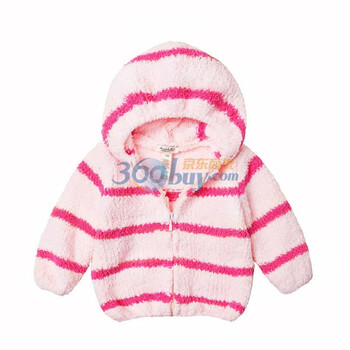 dave&bella 春款新品 超柔软可爱宝宝条纹外套/婴儿外套 139 浅粉玫红 100(4T)