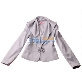 薇薇花开女装 高贵伊人 雅致立体褶皱翻领缎面小西装WT011003ZS242 银灰色 M