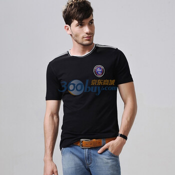 浪氏威尔lansiwear2012春夏新款纯棉纯色短袖圆领LSAJT117 黑色 54