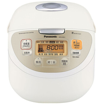 松下（Panasonic）SR-CHB15 钻石备长炭黑锅电饭煲 雅白 4l 全面波纹钻石备长碳黑锅内胆 长粒米炊煮