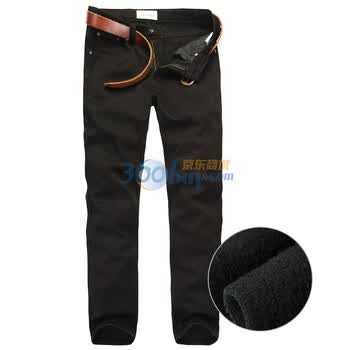 零号男 2012新品 双针百搭内里加绒保暖牛仔裤 BDA0076 01 黑色 34