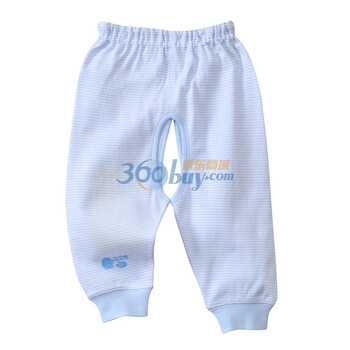 贝贝怡新品四季条纹婴幼儿纯棉衣服/秋裤内衣开裆裤子BB512 淡蓝 90码