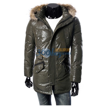 TUOYI拓一冬款新品男款羽绒服连毛帽中长款11A2005绿色XXL