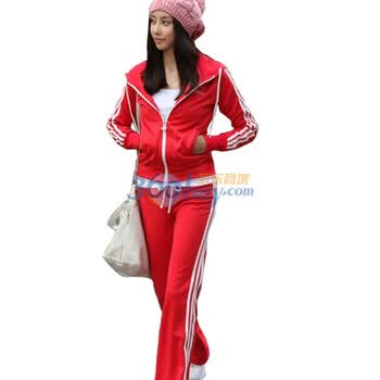韩都衣舍 韩国套装春季新品新年春装女修身加绒休闲套装DM0553 红色 L