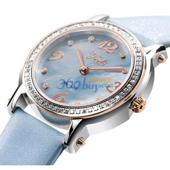 Feels 美人鱼表圈镶嵌蓝色贝母盘绢带女表 F1