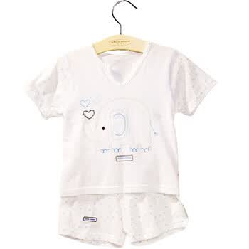 皇家宝贝 男女童夏纯棉新生儿衣服短袖V领套装R50142 粉红色 100