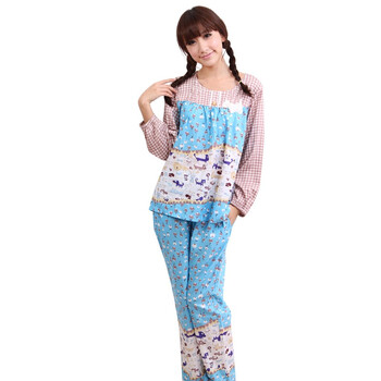 荻嘉茂 时尚休闲纯棉家居服套装 2507 蓝色 L