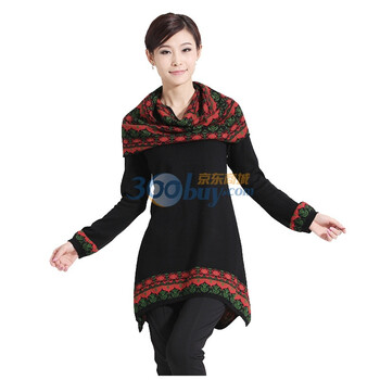 Botetang 波特唐 秋冬加大码女装针织连衣裙子HJ1054 黑色 XXL