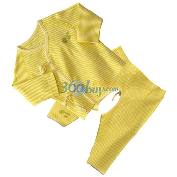 贝贝怡（bornbay） BB311-515 宝宝服 新生儿条纹绑带套装 淡黄 66码