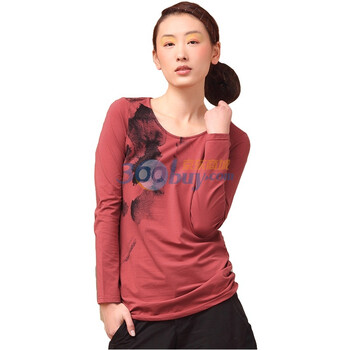 茵曼 INMAN 2012新款春装圆领印花长袖打底衫长款T恤女 821021045 樱桃色 xxl