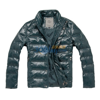 Justyle秋冬装男士修身立领水洗皮羽绒服男装羽绒45104017 绿色 XXL