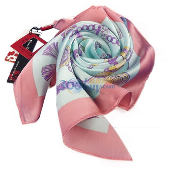 伊点饰品　ELENADIVIES 热销　时尚皮链条印花简约小方巾081100282　丝巾 天蓝色