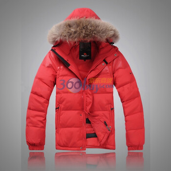 valianly 2011新款男款羽绒服可拆袖貉子帽毛防水透气保暖2159红色54/XXL/185