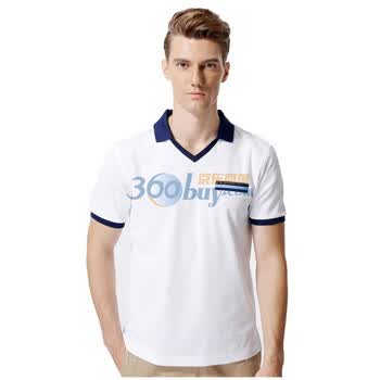 普派PUPAI男装商务修身短袖POLO　时尚V型翻领丝光POLO衫MP34C1 白色 XL