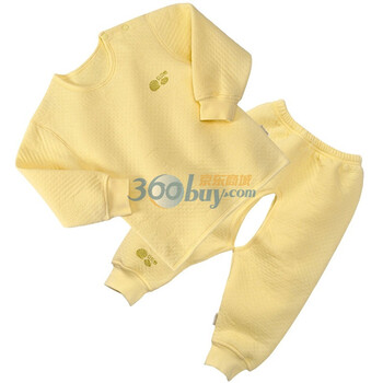 贝贝怡（bornbay）BB106-202 宝宝服 开扣上衣开档裤 婴儿童装内衣套装 淡黄 90码