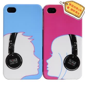 哈密瓜（hamimelon） HM422350　男女倾听情侣对壳 iphone4保护套 2件套 送防尘塞贴膜