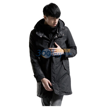 圣迪奥sdeerhe 男装冬质感做旧假两件棉服 黑0471980 黑色 XXL