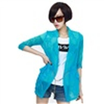 玛呐MANA2012夏装新款韩版女士袖外套休闲防晒服七分袖透明长袖防晒衣59dyxx306 蓝色 M
