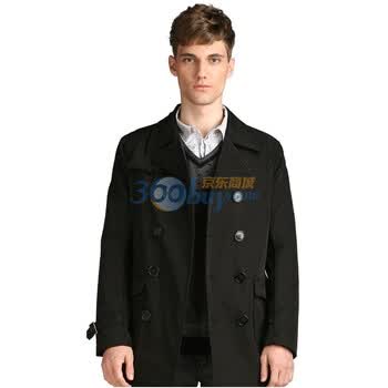 马克华菲男装双排扣英伦时尚风衣7103011704-099 黑色 L