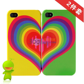 哈密瓜（Hamimelon) HM4950 iphone4保护套 情侣对壳 保护壳 手机后壳 邂逅心心相印 黄绿两件套