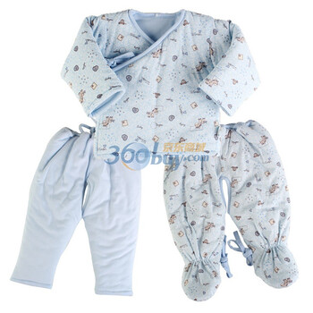 童泰 婴儿服装套装冬季棉袄婴儿服装宝宝衣服三件套 F2119 蓝色 66码