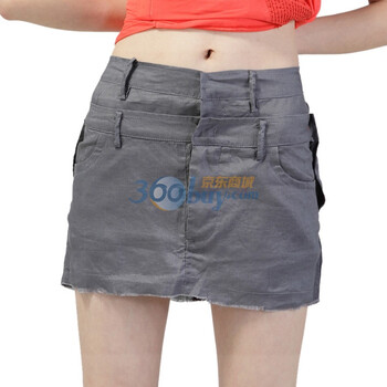 自然逸2011新品女装 休闲 全绵 拼接 褶皱 夏日 短裙5063 深灰色 L