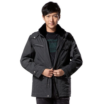 柒牌 SEVEN男装男士时尚休闲外套中长款毛领棉服装70K222903 通色 190