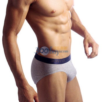 佳衣库JOYCLS 60s美国supima棉 腰头提字 吸湿排汗舒适 男士三角裤 MS11-2 4色 花灰色 XL