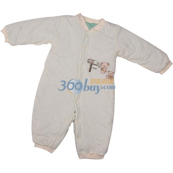 婴之谷2011秋季新品 素色印花铺棉开胸连身装T4275 浅黄色 80码