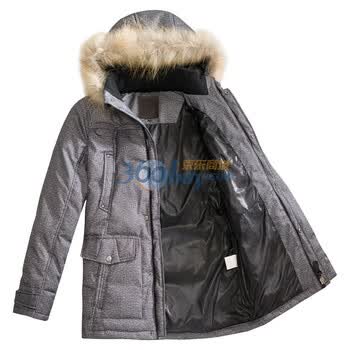 雷亚诺Jarno男士时尚商务可脱卸帽中长款羽绒服1062 黑色 XXL
