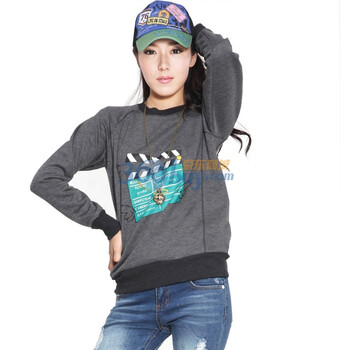 Rosas Mode个性图案印花口袋设计女卫衣R1512222 灰色 L