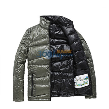 Justyle秋冬季轻薄保暖撞色立领白鸭绒男士羽绒服45113051军绿XXL
