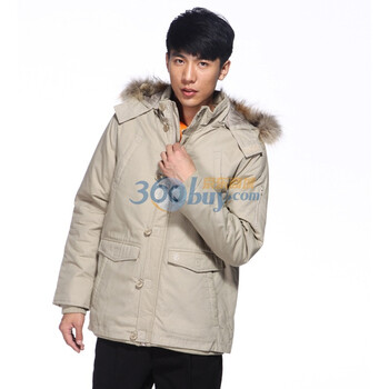 IZOD 冬季新品纯棉暗格纹多口袋中长款棉衣 3061902101850 卡其色 XL(180/98A)