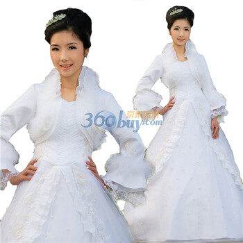 珪瑾guijin韩版冬季披肩式保暖棉婚纱hs321 XL