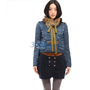 婉甸wandian蓝色圆领长袖百搭棉服1104283502 皇家蓝 (宝蓝) L