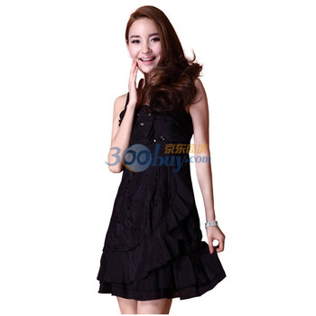 yigue/亦谷 2012欧美吊带式高腰夏装连衣裙礼服裙 19532A8028 黑色 L