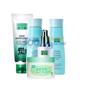 颐莲Rellet活性炭洁面乳+净白柔肤水+清爽润白乳液+透明质酸原液20g+睡眠面膜（青瓜补水）