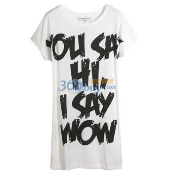Giordano佐丹奴 T恤 女你们好字母印花Big Tee 01390081 白色 S