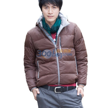 诠渡良品trenduality 新款防水防风白鸭绒短款羽绒服#81723 咖啡色 XXL