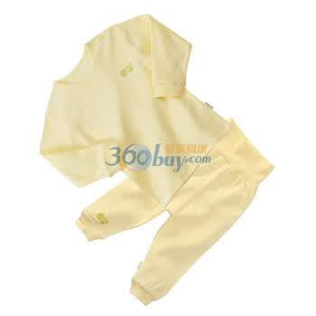贝贝怡 BB308-503 肩开扣上衣高腰护肚裤 婴儿童装内衣套装 淡黄 90码