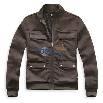 摩基斯AXE男装春装新品 时尚休闲双贴兜拉链夹克外套新款D0060310 褐色 L