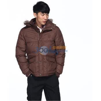 IZOD 90%白鸭绒冬季新品连帽薄款男士羽绒服 3061901202801棕色XXL(185/102A)