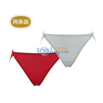 金三塔NZW069 100%桑蚕丝针织超舒感极细针包臀低腰三角比基尼内裤两条装 灰色加大红 XL
