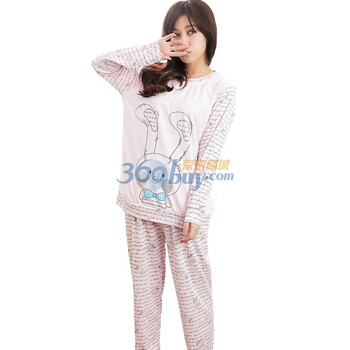 好家猫 春季新款萌系小兔兔圆领套装棉质睡衣882-1 粉色 XXL