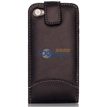 ESR iPhone4/iPhone4S 商务款直掀式意大利小羊皮保护套(黑色) 附赠透明保护贴膜